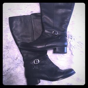 Black knee high wide calf boots